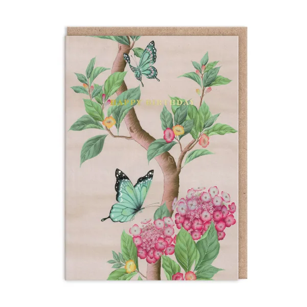 Diane Hill Happy Birthday Butterfly And Hydrangea By Diane Hill